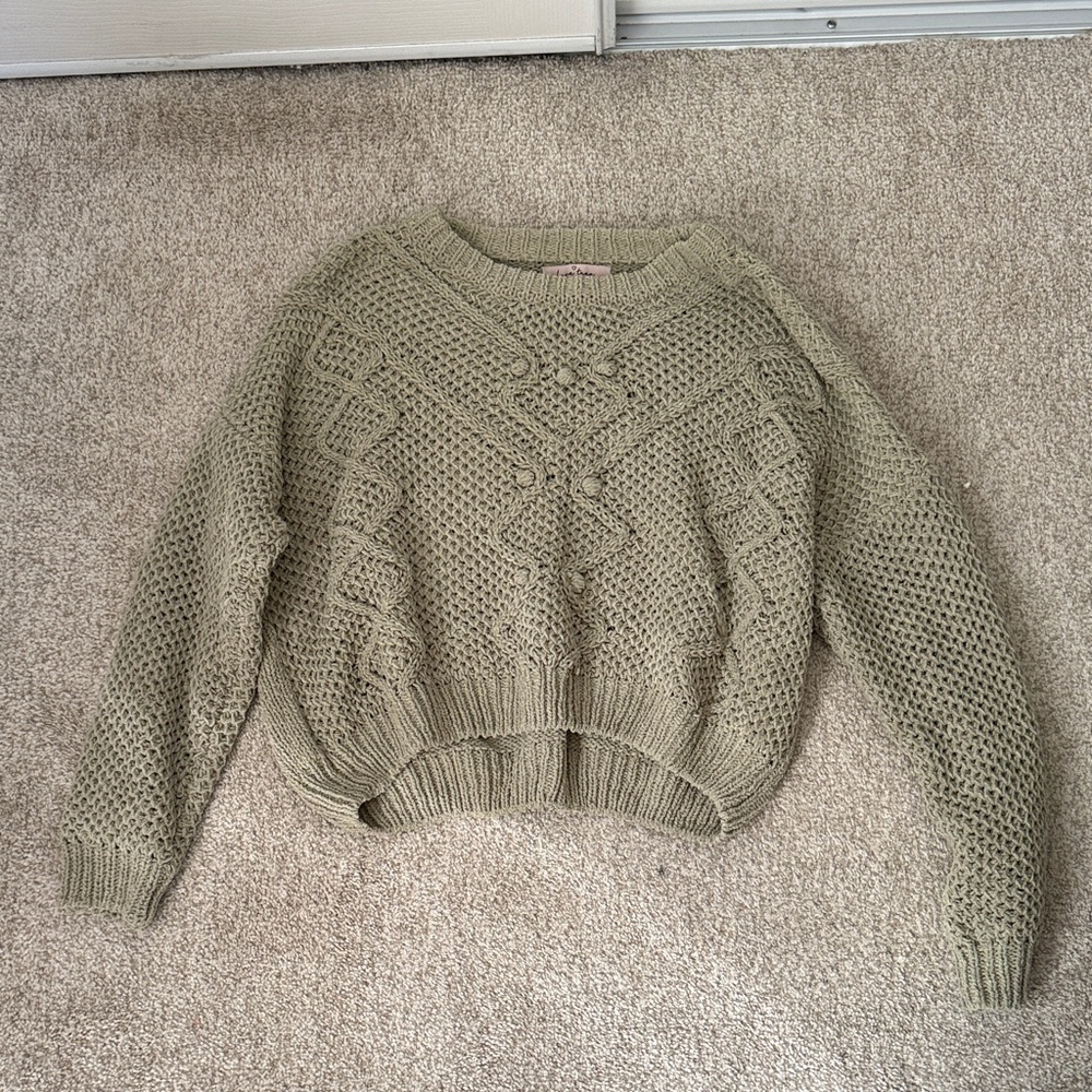 Love Tree Sage Cable Knit Sweater